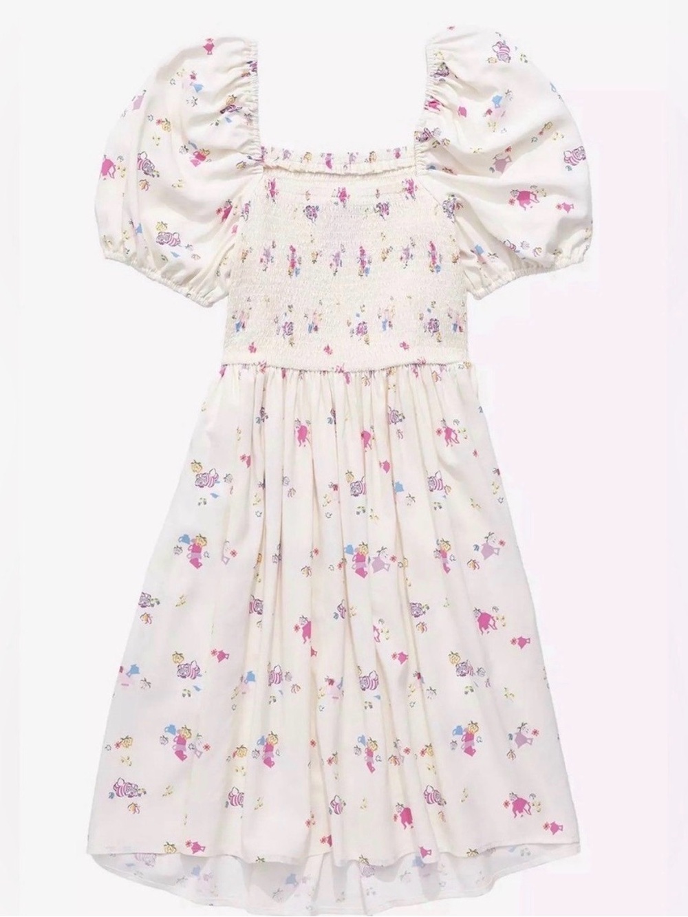 Disney BoxLunch Alice in Wonderland Icons Smocked Milkmaid coquette dress S - Picture 3 of 12